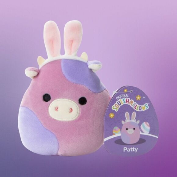 NWT 2024 Easter Bunny Patty the Cow Easter Squad Squishmallows 4.5” - Picture 1 of 3